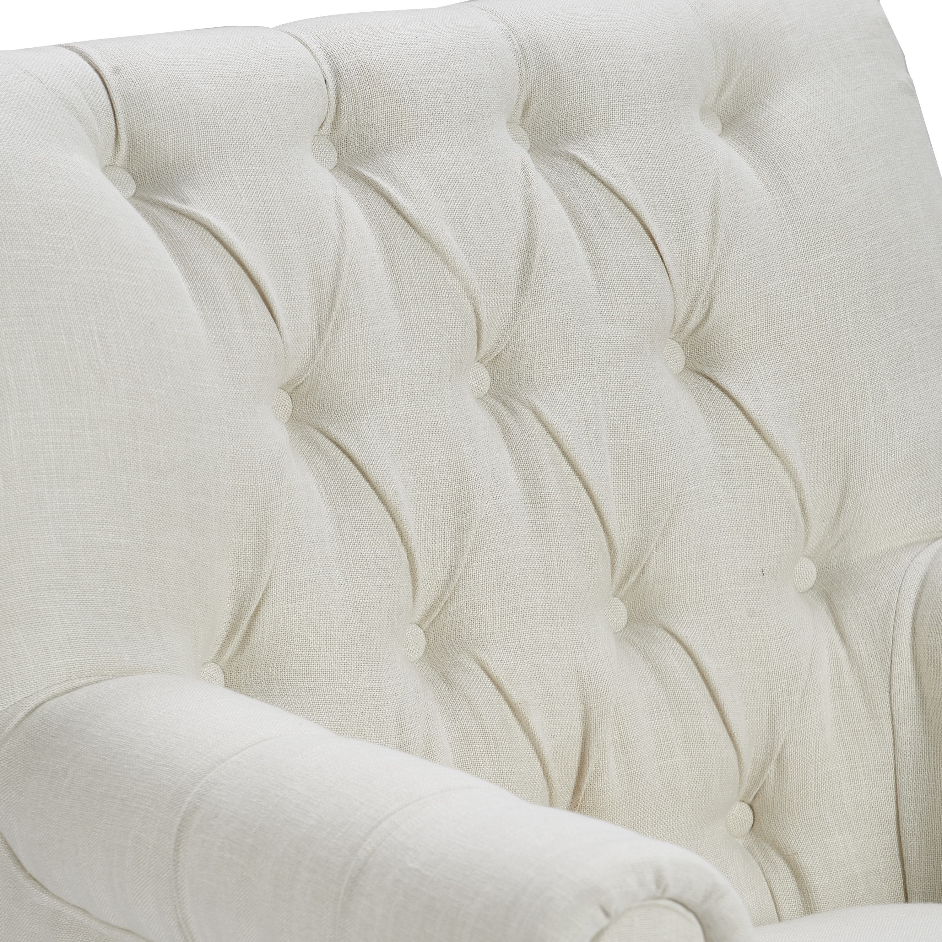 Finch Westport Tufted Upholstered Accent Chair with Wooden Legs, Ivory