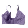 thumbnail image 4 of Wang6 Womens Front Hook Closure Bras Plus Size No Wire Seamless Everyday Bras Large Bust Demi Underwear Adjustable Strap Deep V Neck T Shirt Bra Bralettes Purple XL, 4 of 5