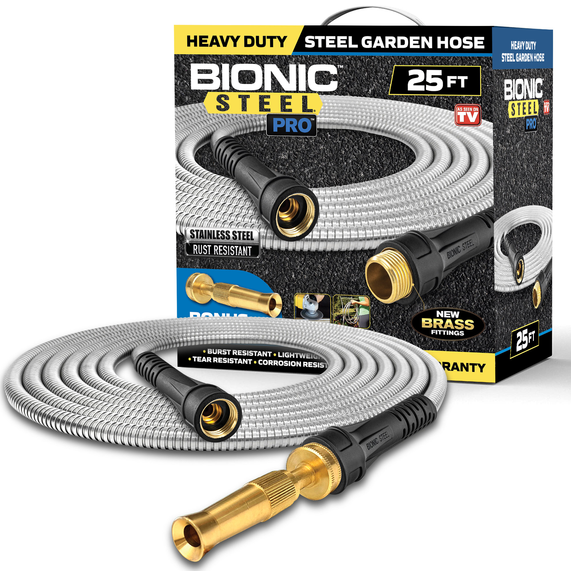Bionic Steel Pro 25-Foot Heavy Duty Stainless Steel Water Hose