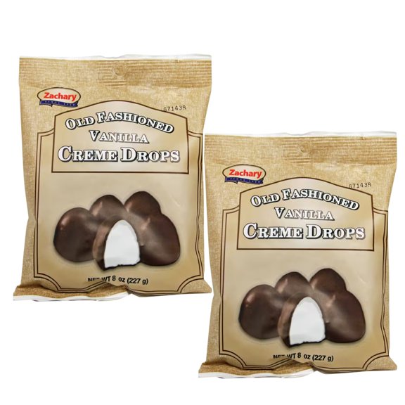 Old Fashioned Vanilla Creme Drops, Delicious Chocolate Covered Creme Center Candy for Kids Adults Snacks Easter Basket Stuffer Goodies Bag Filler Birthday and Party Favor 6.5 oz Pack of 2
