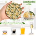 thumbnail image 3 of 6PCs Round Coasters Set Heat Resistant Washable Kitchen Table Decorations with Storage Rack Gingham Pattern Yellow Roses, 3 of 7