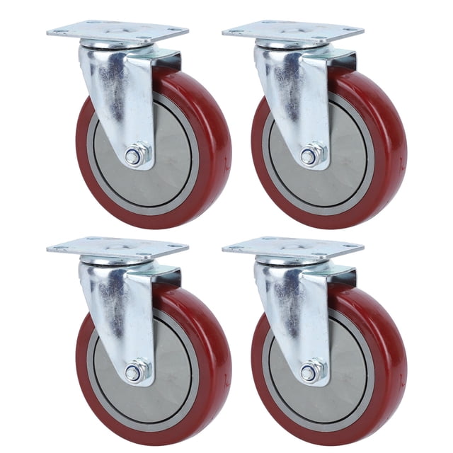 4 Pcs Roulettes Lourdes Rotation 360° Plaque PU Roue Universelle pour Meubles Chariot de Courses Capacité de Charge Unique 250lb