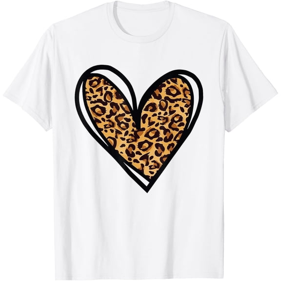Love Cheetah Leopard Print Heart Valentines Day Women T-Shirt TShirt