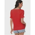 thumbnail image 5 of Women's Square Neck Tops Ruffle Trim Sleeve T-Shirts for Summer Casual Short Tees, 5 of 7