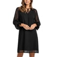 thumbnail image 1 of VISgogo Vestido Corto Mujer, Color Sólido Escote en V Manga Larga Amarre Volante Suelto Una Pieza para Primavera Otoño, S/M/L/XL VISgogo moda, 1 of 9