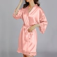 thumbnail image 6 of IROINNID Long Sleeve Dress for Women Wedding Guest Dresses Mid-Length Wrap Dress Homewear Long-Sleeve V-Neck Dress Color Lace Night-Robe One Size,Hot Pink, 6 of 8
