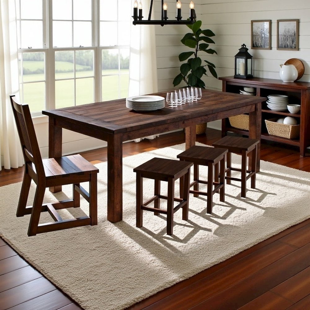 FurniFact Solid Wood Dining Table – Large Rectangular Kitchen Table for Dining
