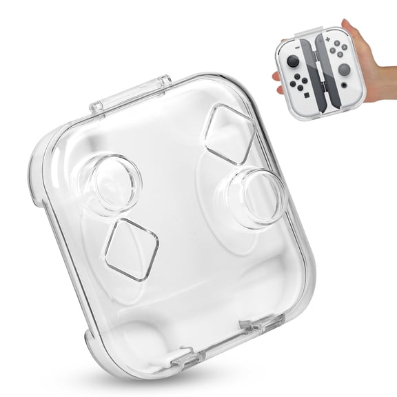 TSV Clear Storage Case Fit for Nintendo Switch/OLED Joy-Con, PC Transparent Protective Travel Carrying Box with Magnetic Closure and Lanyard