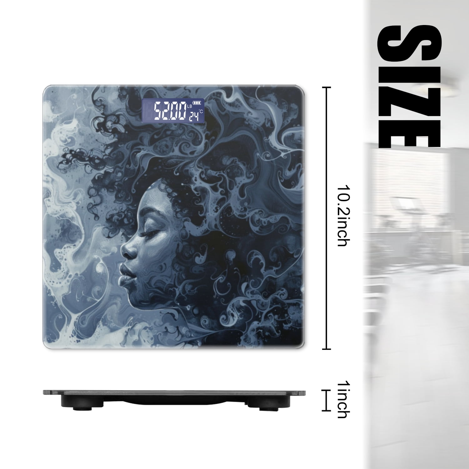 Bathroom Scale, Highly Accurate Digital Body Scale,Precisely Measures Weight up to 400 lbs-Captivating Black Woman With Curly Hair