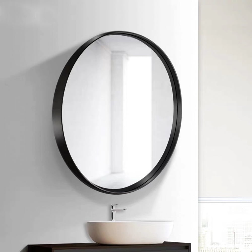 24 Inch Large Black Round Mirror For, Large Round Mirror With Light Behind