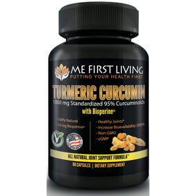 Turmeric Curcumin with Bioperine 1000mg of 95% Curcuminoid With Black Pepper as Bioperine 10mg, 19x More Potent Than Others, Increased Bioavailability, Vegan, 60 Capsules by Me First Living