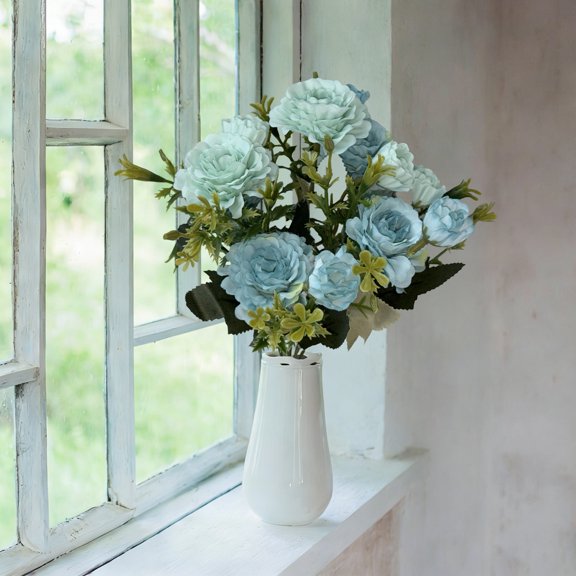 Bcylexb Artificial Flowers for Vase Decoration, 12.6 in Fake Silk Colorful Flower UV Resistant Faux Plants for Planter Indoor Home Decor