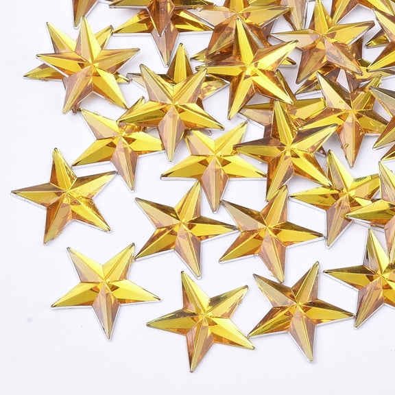 Plastic Cabochons Star Gold 13x14x1.5mm about 2000pcs/bag