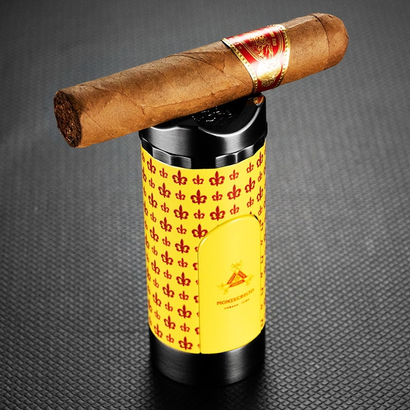 Replica Cuban Cigar Logo Metal Cigar Lighter Windproof Inflatable Three Fire Direct Punch Portable H192
