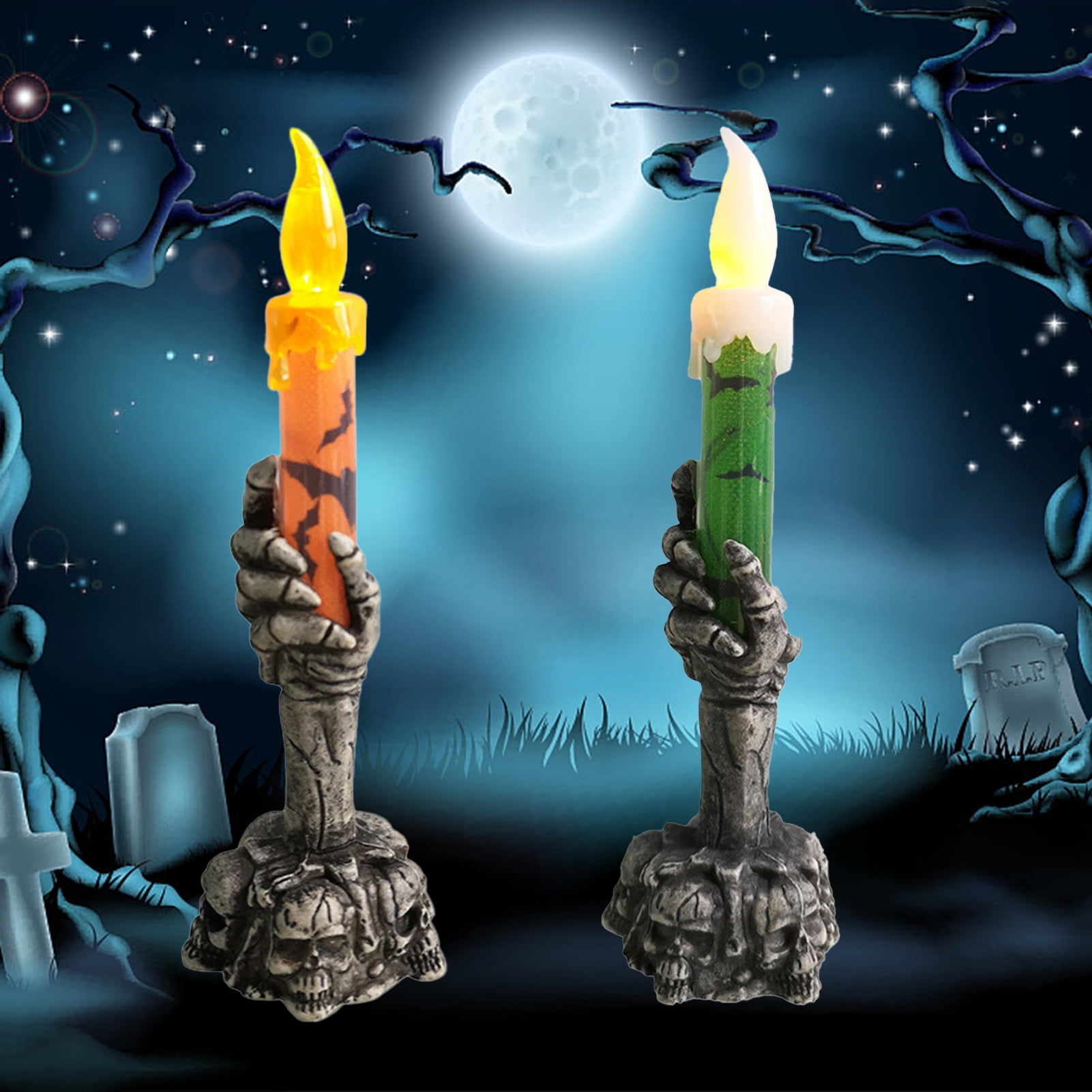 Travelwant Skeleton Hand Candle Light,Halloween Skull Candle Holder