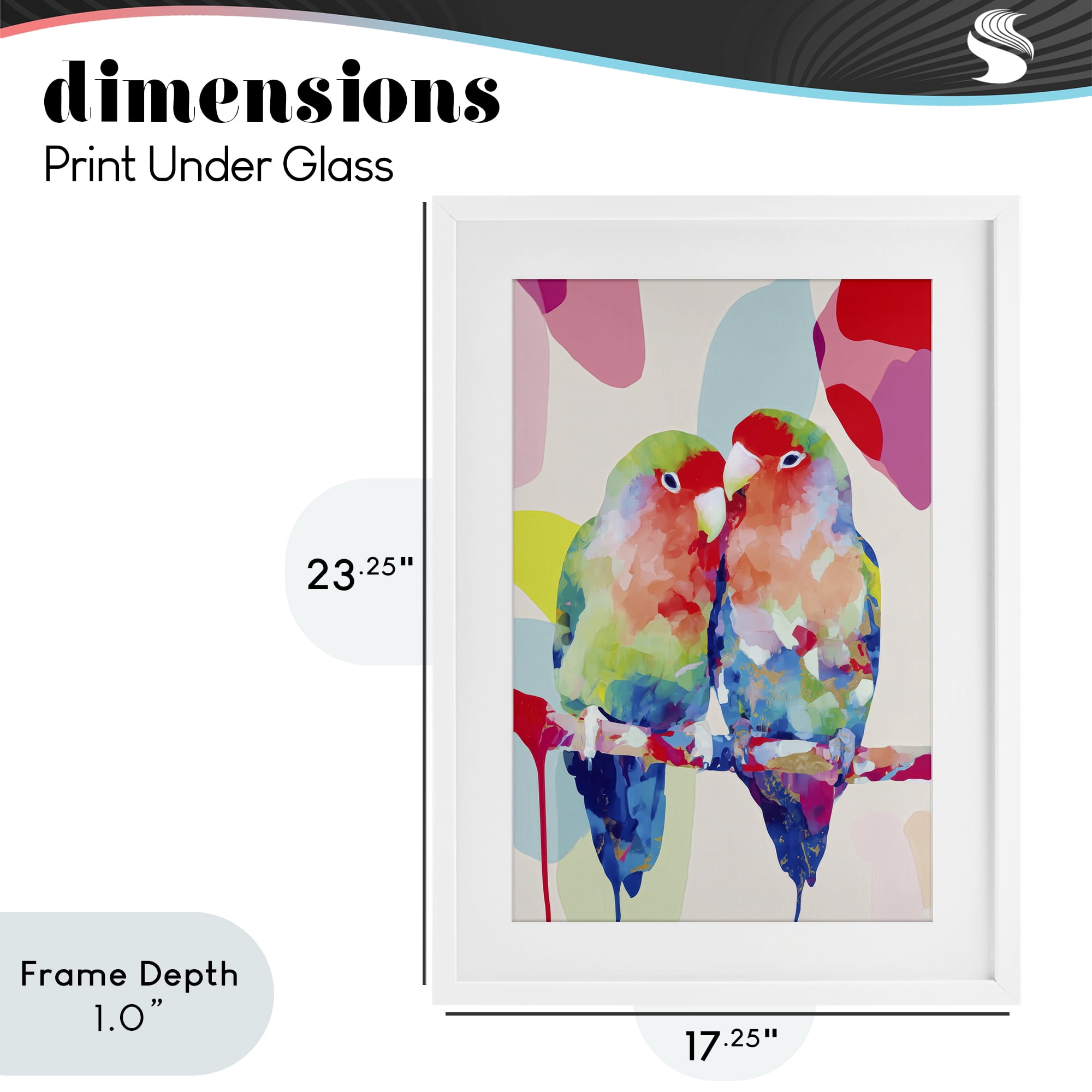 Stupell Industries Lovebirds on a Branch White Framed Print Under Glass, design by Chromatic Storm Studio