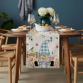 thumbnail image 2 of Spring Gnomes Floral Table Runner - 120 Inch Long, Kitchen Dining Table Runner Dresser Scarves, Pink Tulip Botanical Beige Burlap Farmhouse Decor for Coffee Tables Wedding Party Banquet, 2 of 8