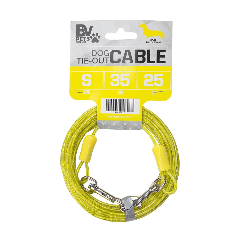 BV Pet Small Tie Out Cable for Dog up to 35 Pound, 25Feet