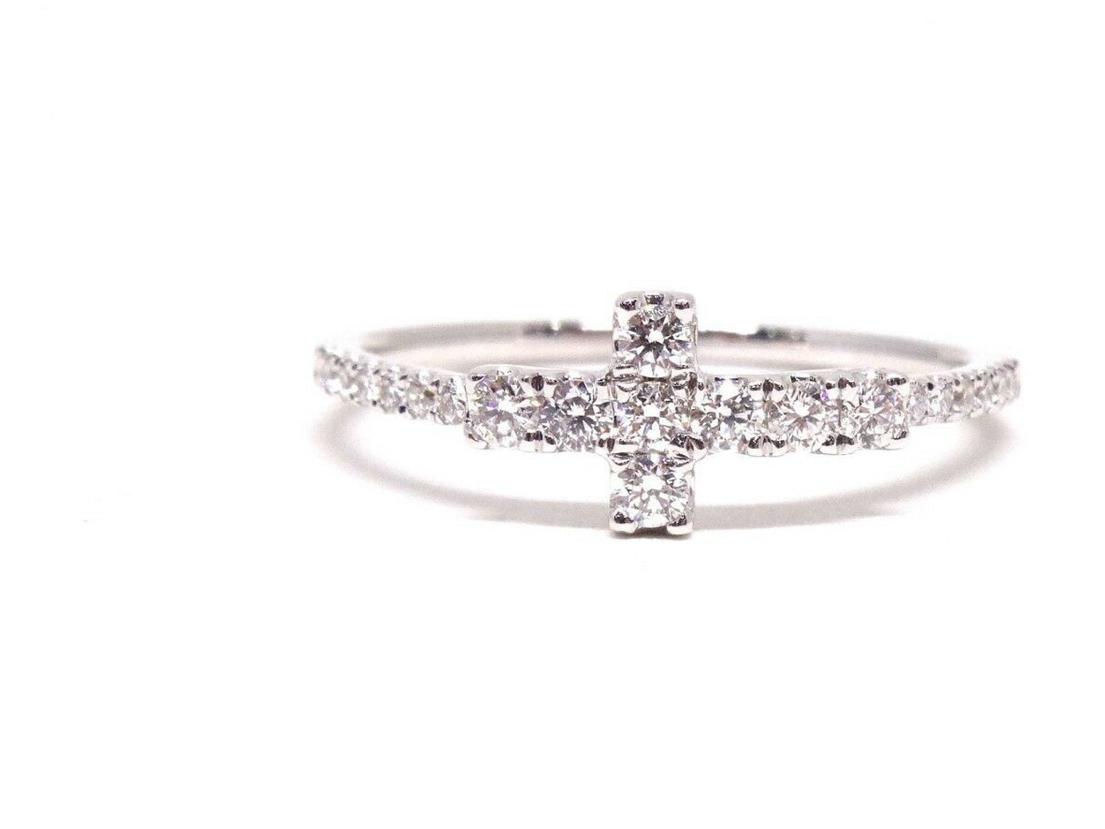 HeartsAndYou 2ct Round Cut Moissanite Jesus Cross Shape Engagement Ring for Women 18k White Gold over Silver