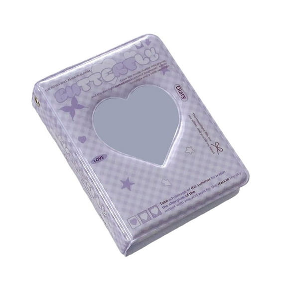Portable 3Inch Card Album Heart Hollowed Design Photo Holders with 40 Pocket Photocard Binder for Students and Adults