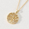 thumbnail image 1 of Collar con colgante de árbol de la vida hueco redondo, collar de circonita bañado en oro, cadena de clavícula de acero inoxidable, 1 of 1
