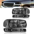 thumbnail image 1 of Headlight Assembly For Gmc SIERRA YUKON Halogen Headlamps 1500 2500 Chrome Housing Clear Reflector Smoke Lens 1999-2007, 1 of 6