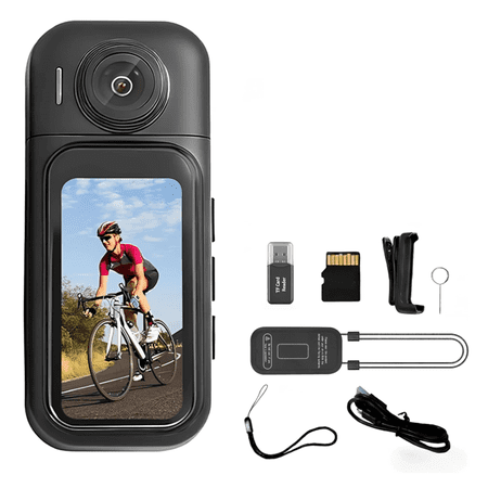 JETO Mini 64GB 1080P HD Clip-on Body Camera with Touch Screen App Live View Magnetic Pendant & Accessories for Travel Vlog Pet Work Security