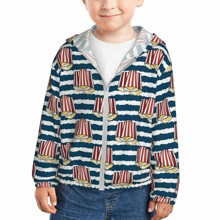 

Sun Hoodie for Kids Popcorn Long Sleeve Swim Fishing Shirts Sun Protection Zip Up Jacket Clothing Athletic Hoodie