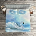 thumbnail image 2 of Ambesonne Animal Quilted Coverlet 3 Pcs, Swan in River Art, Queen Size, Blue White, 2 of 2