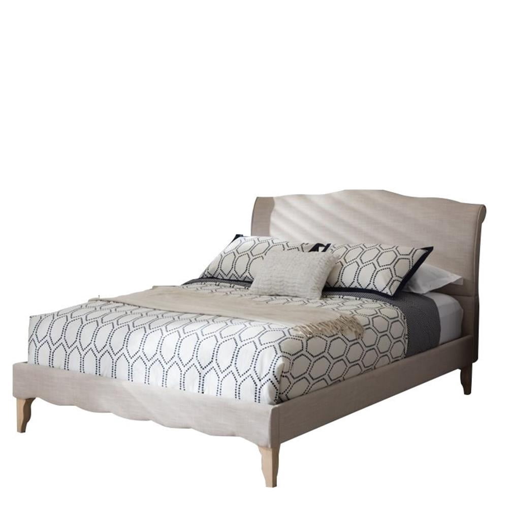 Baxton Studio Fannie Queen Scrolled Headboard Platform Bed with Linen Upholstery, Multiple Colors