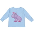 thumbnail image 3 of Inktastic Cute Purple Hippo Girls Long Sleeve Toddler T-Shirt, 3 of 5