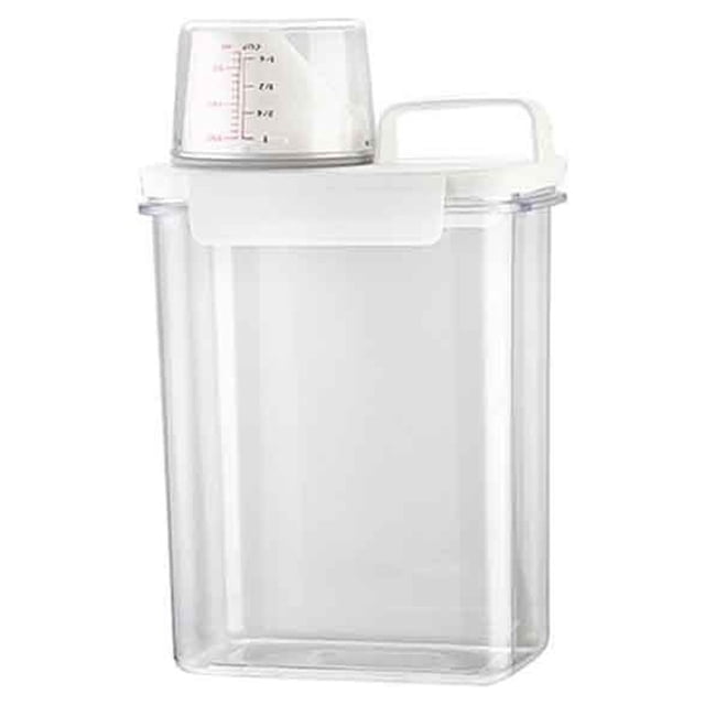 Maoww ABS Boîte de Rangement de Poudre de Lavage de Remplacement Transparent Résistant à l'Humidité Rechargeable Large Bouche Poignée de Levage Conteneur 1800ml
