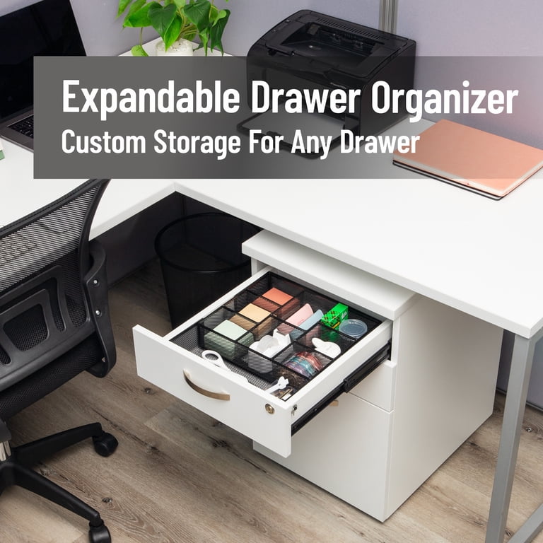Mind Reader Expandable Mesh Desk Drawer Organizer, Black photo 2