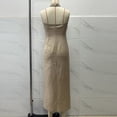 thumbnail image 6 of ClodeEU Women's Halter Neck Sleeveless Midi Dress,Bodycon Casual Summer Dress Khaki,Women's Plus XL, 6 of 8