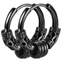 Raymard Men's Dragon Pattern Earrings Titanium Steel Hypoallergenic Piercing Men Hoop Earrings Dragon Totems Hip-hop Punk Jewelry