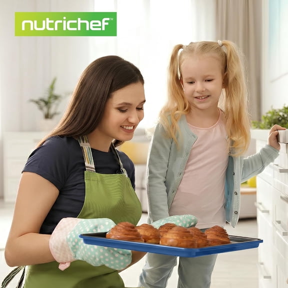 8-Piece Nonstick Bakeware Set - Baking Tray Set w/Non-Stick Coating, 450 ° F Oven Safe, Round Cake, Loaf, Muffin, Wide/Square Pans, Cookie Sheet (Blue)