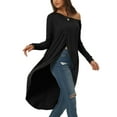 thumbnail image 4 of INSPIRE CHIC Women's One Shoulder Long Sleeve High Low Asymmetrical Irregular Hem Casual Tops S Black, 4 of 7