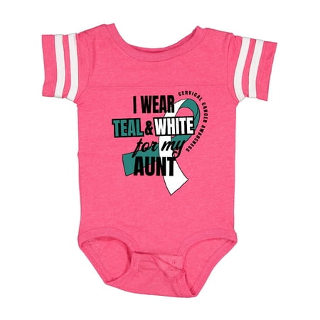 

Inktastic I Wear Teal and White for My Aunt Cervical Cancer Awareness Gift Baby Boy or Baby Girl Bodysuit