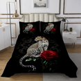 thumbnail image 1 of Erosebridal 3D Leopard Cheepah Coverlet Set Twin, Red Rose Bedding Set, Jungle Animal Decor 2 Pieces, 1 of 5