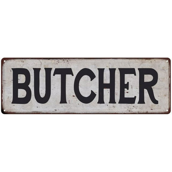 BUTCHER Vintage Look Rustic Metal City State Sign 6 x 18 High Gloss Metal 206180041082