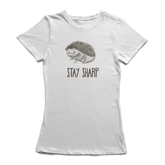 Porcupine Sketch Style Graphic "Stay Sharp" Quote Women's T-shirt