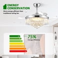 thumbnail image 2 of 42" Retractable Crystal Ceiling Fan with Light and Remote Control, 6-Speed Quiet DC Motor, Dimmable LED Fandelier for Bedroom and Living Room, Chrome Finish, 2 of 7
