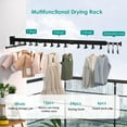 thumbnail image 4 of Wall Mounted Clothes Drying Rack, Folding Retractable Laundry Clothing Drying Rack, J Shape Hooks Clothes Hanger Rack, 4 of 8
