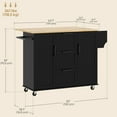 thumbnail image 3 of HOMCOM Kitchen Island on Wheels, Kitchen Cart with Drop Leaf Drawers, Black, 3 of 10