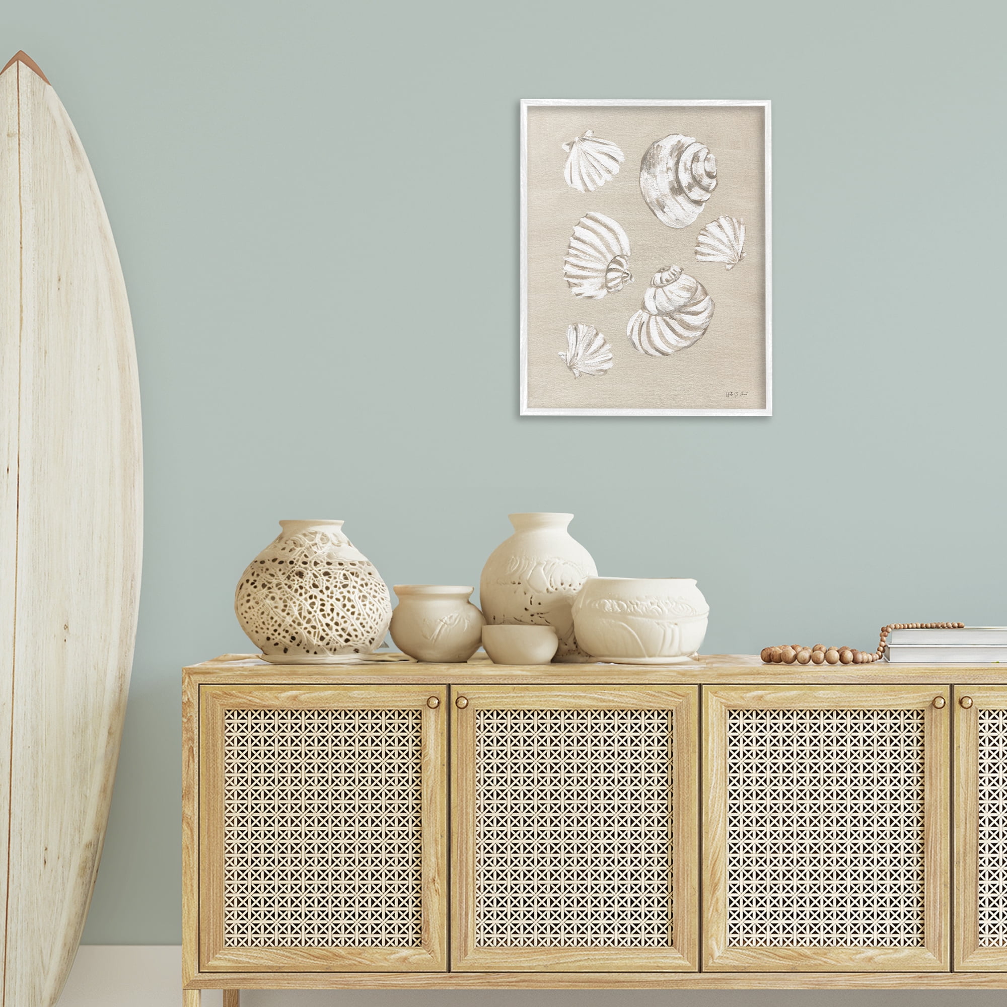 Stupell Industries Beach Shell Treasures Coastal Painting White Framed Art Print Wall Art, 24 x 30
