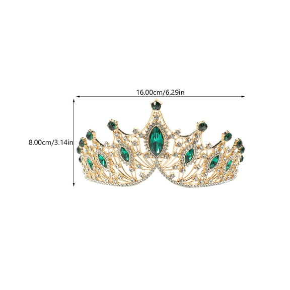 OFFIGAM Green Rhinestone Wedding Crown Headpiece for Bride and Special Events