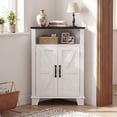 thumbnail image 6 of Giantex Corner Storage Cabinet, 2-Door Sideboard Organizer, Space-Saving Corner Shelf, White, 6 of 6
