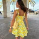 thumbnail image 1 of Vestido de algodón con estampado de limón y amarillo para mujer, minivestido sin mangas con tirantes finos, ropa de calle para vacaciones de verano, 2024, 1 of 5