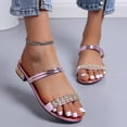 thumbnail image 2 of Avtoify Summer Middle Heels Shoes Women Fashionable Casual Outerwear Versatile Plus Size Solid Color Rhinestones Round Toe Open Toe Low Heels, 2 of 9