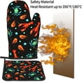 thumbnail image 5 of Lobster Crab Shrimp and Bubbles Oven Mitts and Pot Holders Marine Animals on Black Background Heat Resistant Oven Mitts Safe for Baking Cooking BBQ, 5 of 6